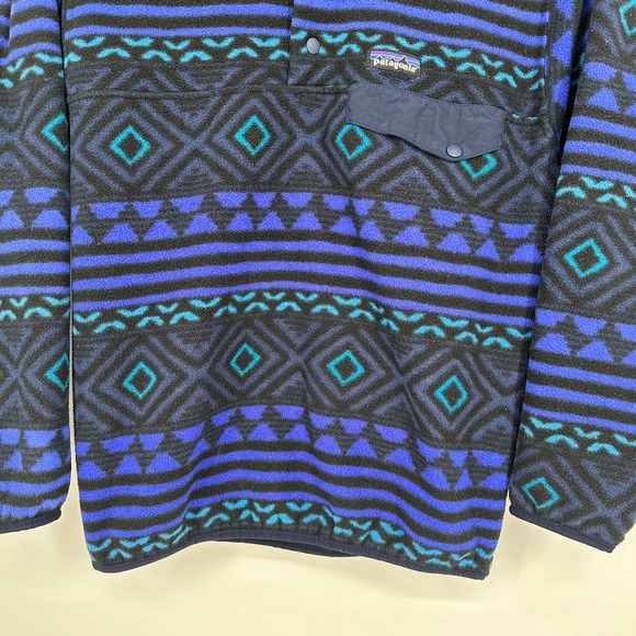 Patagonia Men’s Synchilla Snap T Fleece Pullover Jacket Tribal Aztec Blue/Green - Picture 3 of 8
